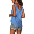 thumbnail image 4 of Blusa informal holgada con botones para mujer, blusa azul sin mangas XL, 4 of 6
