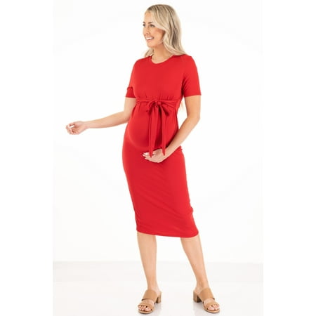 

Short Sleeve Bodycon Maternity Dress With Adjustable Belt