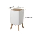 thumbnail image 2 of Bote de basura pequeño de 2,6 galones/10 l con tapa emergente, papelera con patas de madera for baño, cocina y dormitorio, 2 of 8