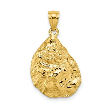 14k Yellow Gold Oyster Shell Pendant for Women, Textured Coastal Charm Necklace, Ocean Jewelry for Beach Lovers, Nautical Boho Sea Life Accessory
