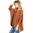 thumbnail image 2 of Lana Roux Women's Juniors Oversize Knit V-Neck Sweater Top (Rust, M/L), 2 of 3