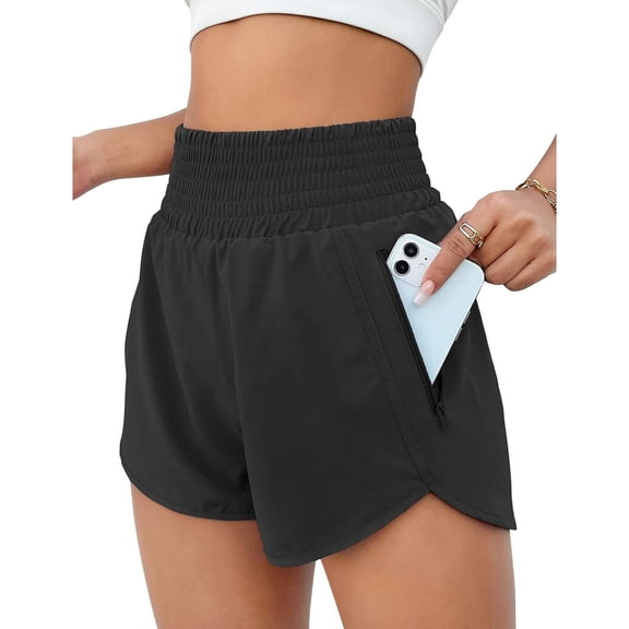 otnbgsr Women's Athletic Shorts High Waisted Quick Dry Running Shorts with Pocket Double Layer Workout Gym Shorts