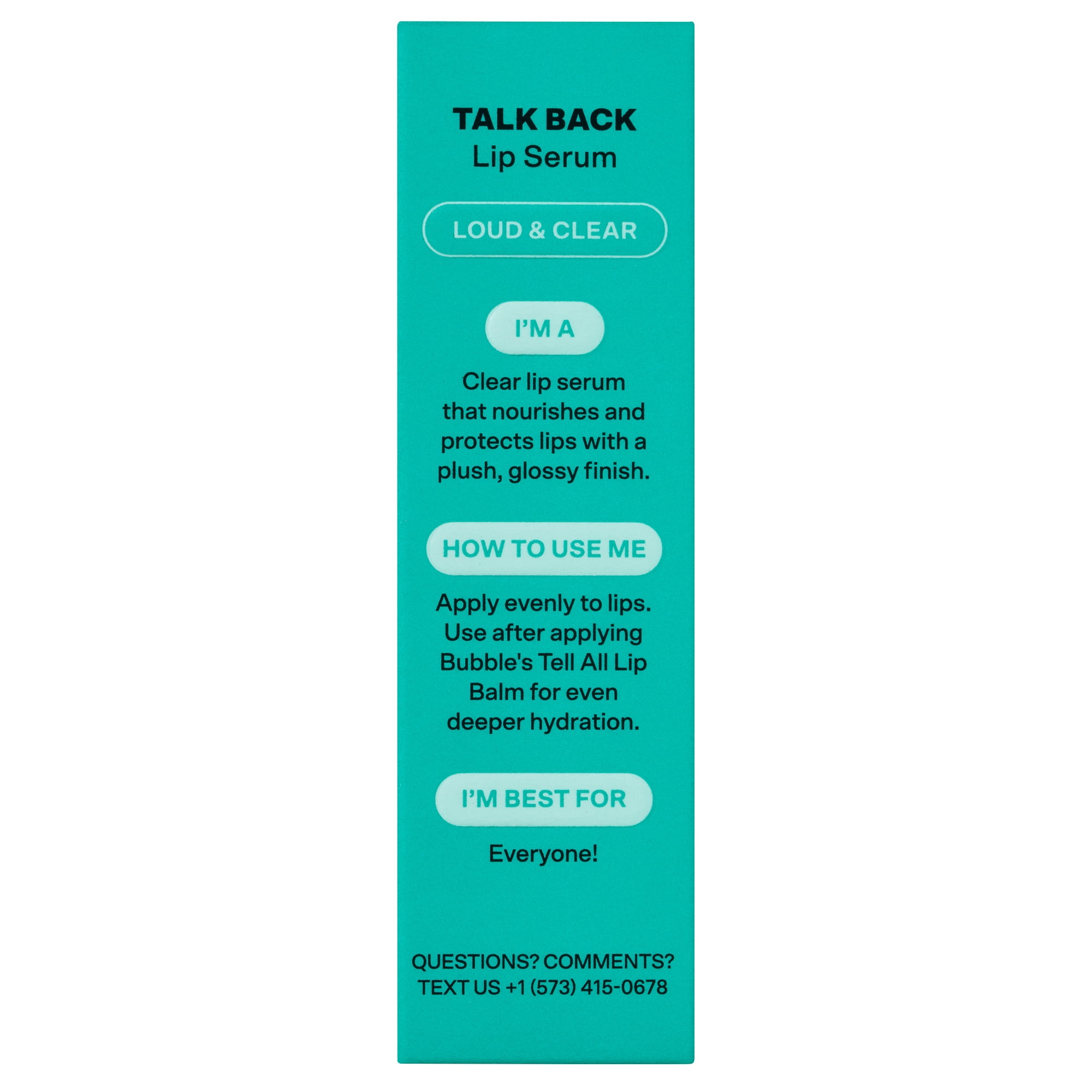 Bubble Skincare Talk Back Hydrating Loud & Clear Lip Serum, Unflavored, 0.15 fl oz