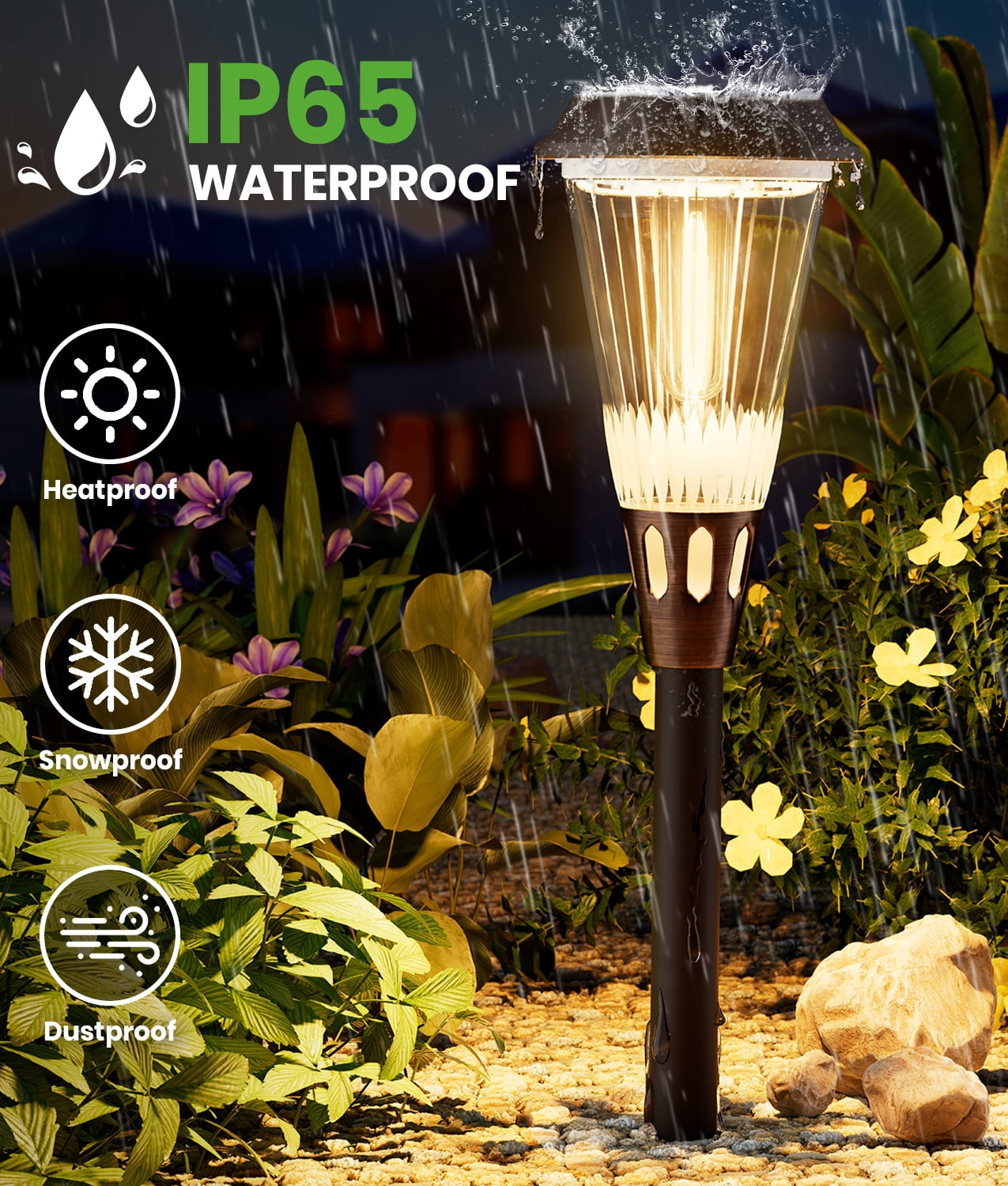 BITPOTT  8 Pack Bright Solar Pathway Lights Outdoor, 2-in-1 Adjustable Warm&Cool Solar Lights Outdoor, Waterproof IP65, Auto On/Off