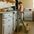 thumbnail image 3 of HARPPA Foldable Toddler Kitchen Tower, Standing Tower for Kids Age 1.5-6 Years,Sage Green, 3 of 13