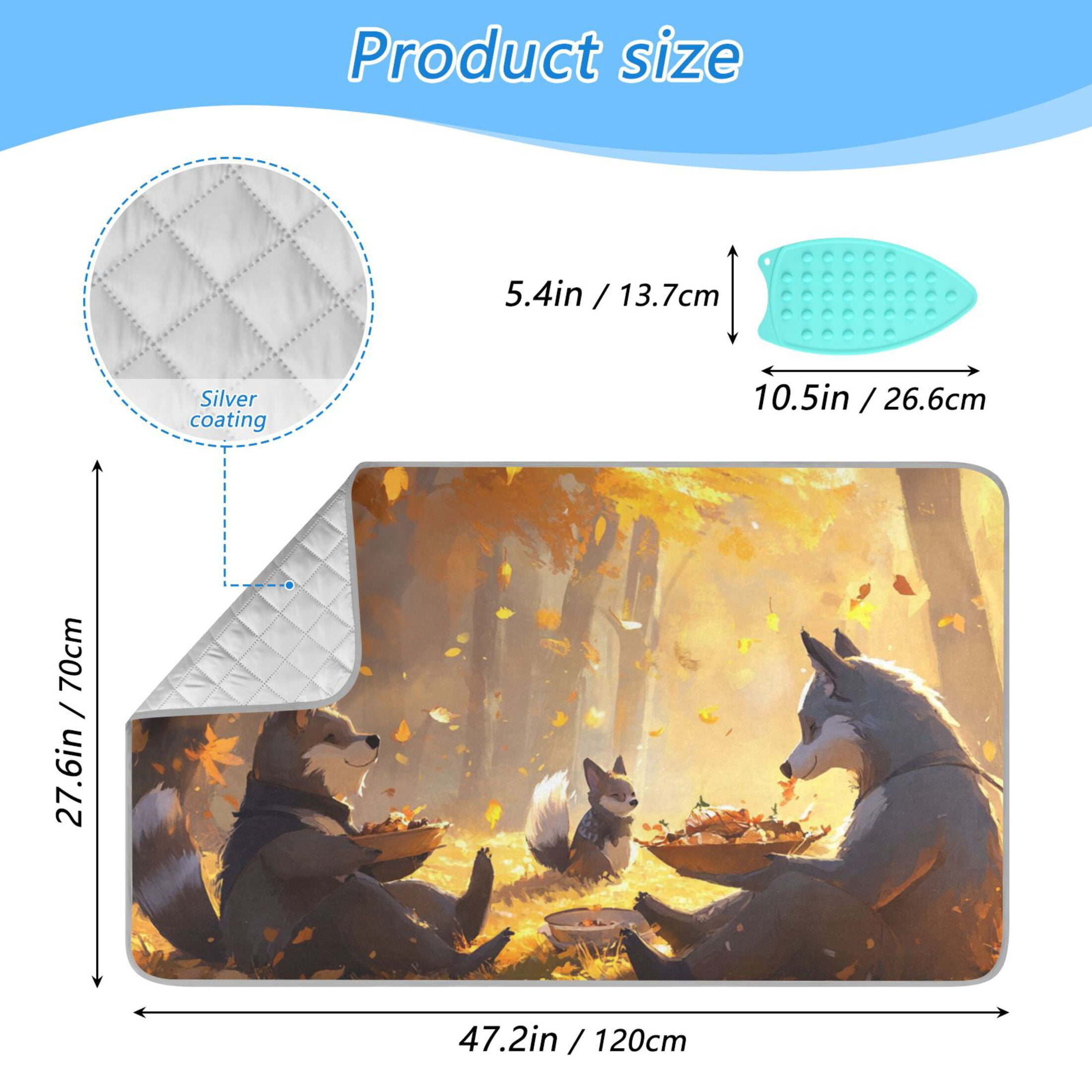 Cartoon Fall Wolf Harvest Ironing Mat Blanket for Table Top Travel Portable Ironing Board Pad 47.2x27.6 Inch