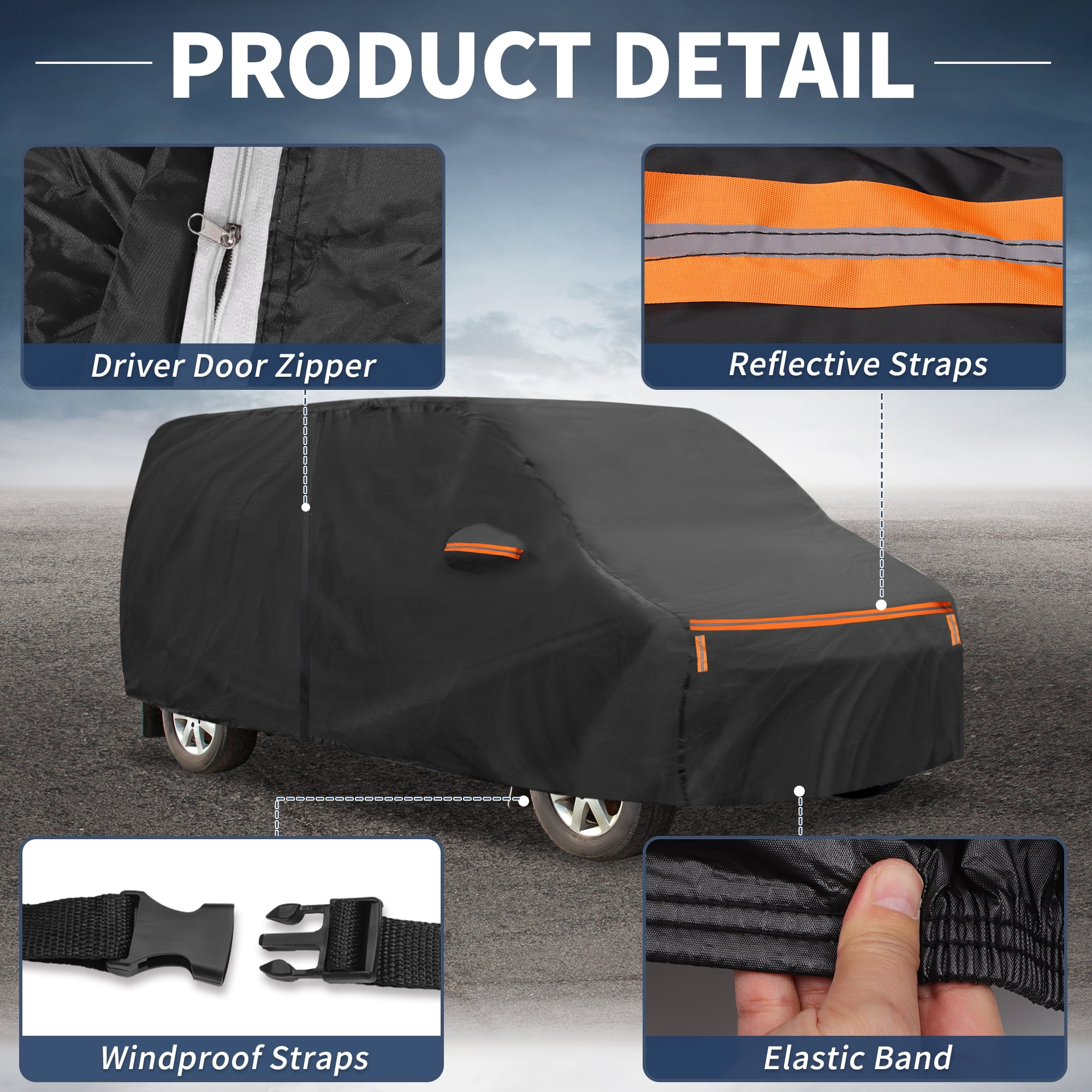 Unique Bargains Waterproof Protection with Right Zipper Car Cover for Toyota Noah Black