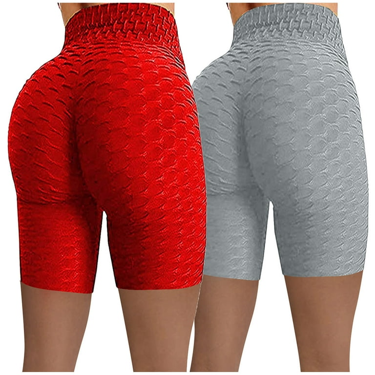JDEFEG Soft Yoga Pants for Women Low Waist Biker Pants Wrinkled
