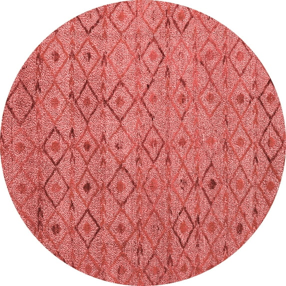 Ahgly Company Machine Washable Indoor Round Abstract Red Modern Area Rugs, 4' Round