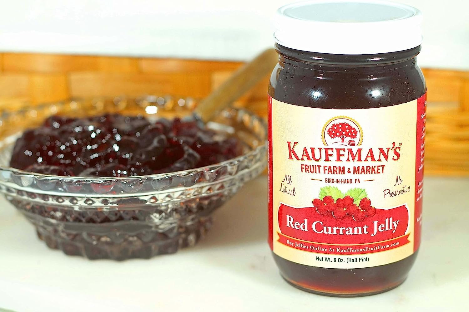 Kauffman Orchards Red Currant Jelly, All Natural, No Preservatives, 9 Oz. Pack of 2