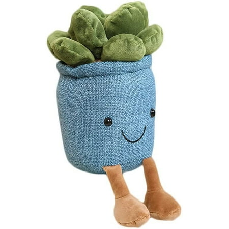 9.8" Succulent Potted Plush,Soft Christmas Stuffed Succulent Plant Toy Gifts,Blue