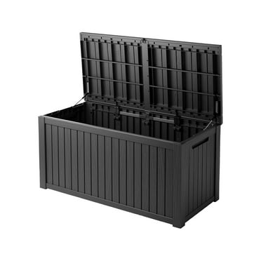 Patio Casual 180 Gallon Lockable Resin Deck Box, Waterproof & Outdoor Storage Box for Outdoor Cushion Storage and Outdoor Delivery Storage, Stylish Outdoor Bench,black
