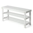 thumbnail image 5 of Ktaxon 36" Solid Wood Shoe Bench 3-Tier Shoe Storage Rack Organizer for Entryway Hallway Closet Living Room Bathroom, White Finish, 5 of 13