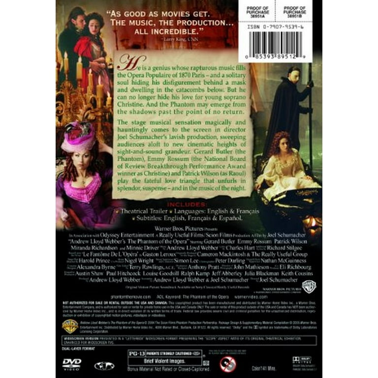 Warner Home Video: The Phantom of the Opera Movie (DVD