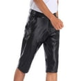 thumbnail image 2 of fartey Leather Shorts for Men Lounge Button Pockets Zipper Stretchy Short Loose Fit Summer Outdoors Running Sports Gym Shorts, 2 of 4