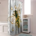 thumbnail image 5 of Shower Curtain Daisy and Bee Shower Curtains for Bathroom Decor Wood Grain Shower Curtain Sets with Hooks Waterproof Fabric Bath Curtain Standard 72" X 72", 5 of 6
