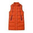 thumbnail image 7 of Karymi Plus Size Tops for Women Solid Long Hooded Puffer Vest, Sleeveless Drawstring Collar Zip Up Snap Button Quilted Waistcoat, Warm Cotton Coat with Side Pockets, 7 of 7