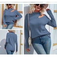thumbnail image 3 of U.Vomade Turtleneck Chunky Long Sleeve Sweaters Tops Color Block Knitted Pullover Jumper, 3 of 5