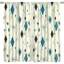 Mid Century Modern Curtains,Vintage Bedroom Living Room Window Treatments,Abstract Colorful Geometric Drapes 53"W x 96"L (Pack of 2)