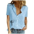 thumbnail image 1 of Birdeem Mode Femme Blouse à Boutons Imprimés Manches Courtes T-Shirt Hauts d'Été, 1 of 6