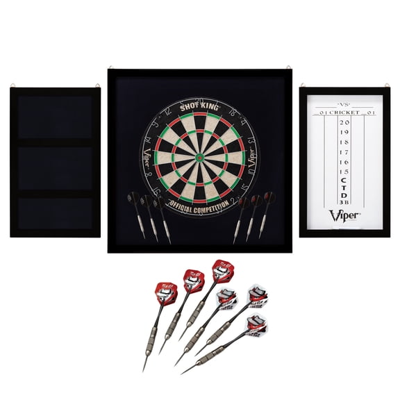 Viper Shot King Sisal Dartboard, Championship Backboard & Twin Pack Tungsten Steel Tip Darts