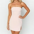 thumbnail image 1 of Women Bodycon Dress Backless Slash Neck Side Slit Vacation Outfit (Black S), 1 of 7