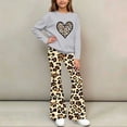 thumbnail image 4 of FSYBOA Girls Graphic Outfit Set, 2 Piece Elastic Waist Girls Crew Neck Tops and Flare Pants Gray Size 14-15T, 4 of 7