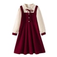 thumbnail image 6 of EnJoCho Teen Girls Long Sleeve Midi Dress Summer Ruffl𝖾s A-Lined Sundress Kids Button Pleated Casual Elegant Shirt Dress, 6 of 9