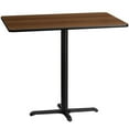 thumbnail image 1 of Flash Furniture 30 by 48" Rectangular Walnut Laminate Table Top with 22 by 30" Bar Height Table Base, 1 of 2