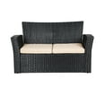 thumbnail image 3 of 4-Piece Conversation Outdoor Patio Sofa Set with Cushions, Black/Beige, 3 of 13