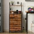 thumbnail image 7 of Eunos Tall Nightstand with Charging Station, Dresser with 4 Drawers and Storage Shelves for Bedroom, Wood Grain Print, 7 of 7