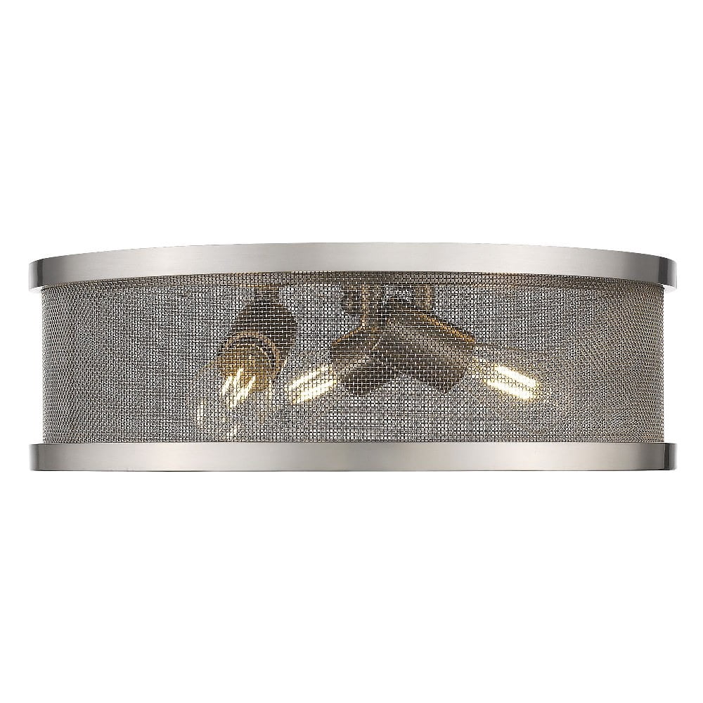 3 Light Ceiling Flush Mount in Pewter with Metal Mesh for Industrial Style Room-Matte Black Finish Bailey Street Home 170-Bel-4313321
