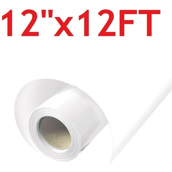 12"x12FT White HTV Iron On Heat Transfer Vinyl Roll for T Shirt Cricut Silhouette