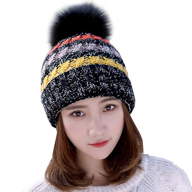 Gorro de punto de invierno para mujer gorro de ganchillo gorros cálidos SBeige