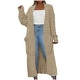 thumbnail image 2 of Juebong Womens Long Cardigan Sweaters 2025 Fall Open Front Coat Long Sleeve Cable Knit Maxi Outerwear Trendy Jacket Clothes Khaki,XL, 2 of 7