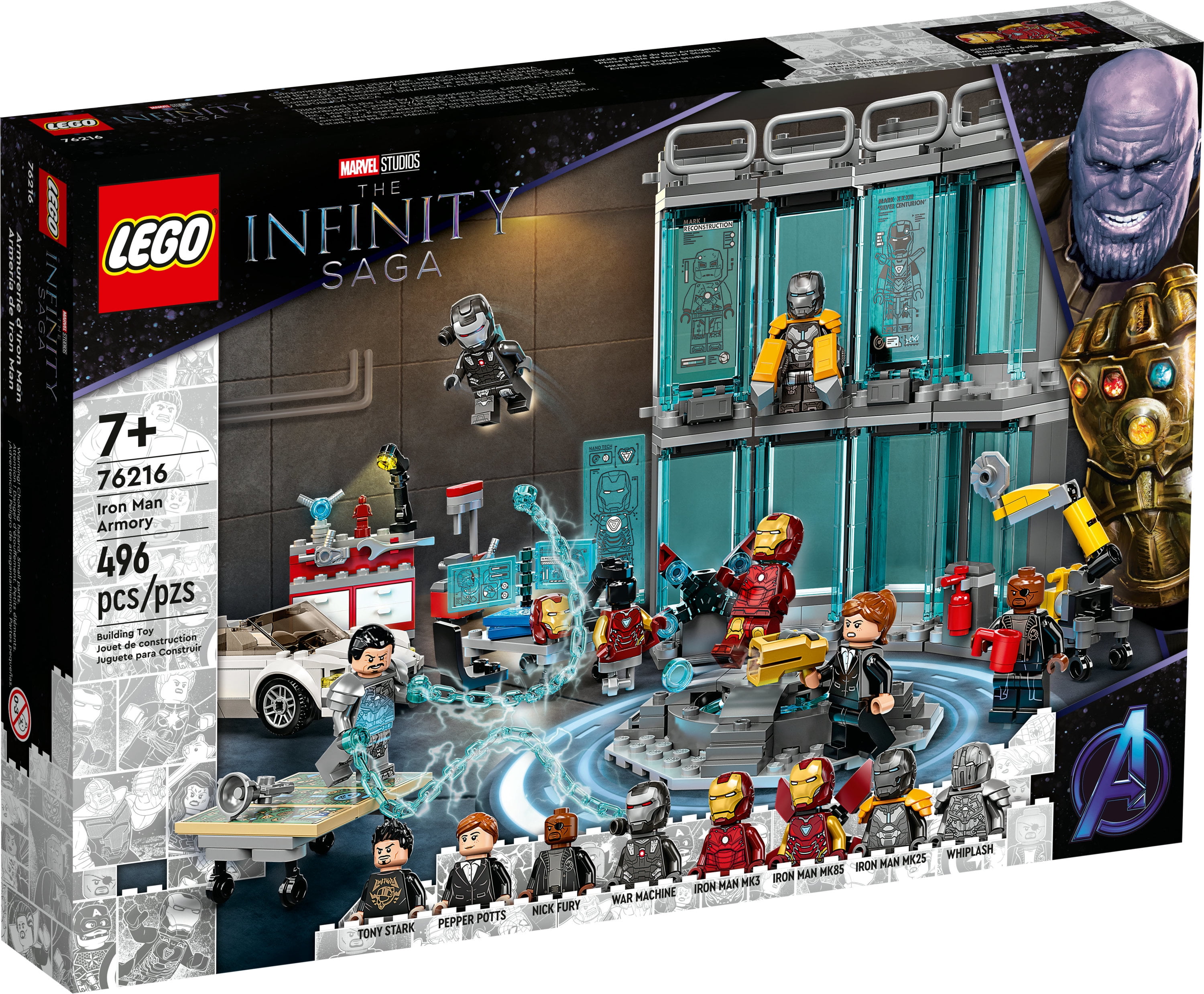 LEGO Marvel Iron Man Armory Marvel Year Building Building and Set Play MK3, Gift with Iron Boys & Kit Kids, 7 for 76216, Man Old MK25 Toy Girls, Plus Pretend Avengers Toy