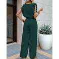 thumbnail image 6 of Jumpsuits for Women 2025 Summer Ruffle Sleeves Square Neck Rompers Drawstring Overalls with Pockets Green L, 6 of 10