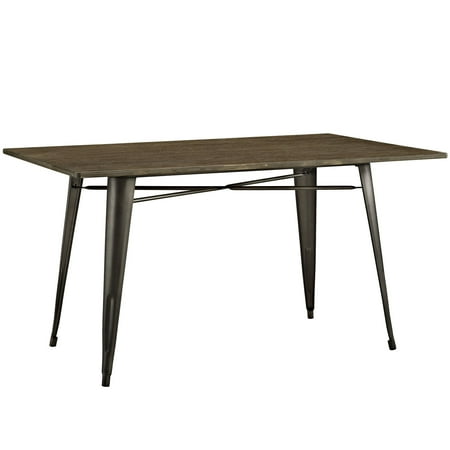 Industrial Style Kitchen Table Modern Contemporary Urban Design Industrial Antique Vintage Style Kitchen Room Rectangle Dining Table, Brown, Metal Wood ()