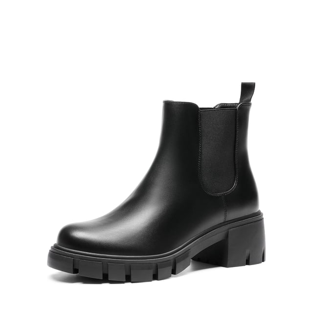 Botas Chelsea de mujer DREAM PAIRS con plataforma y tacón bajo negro