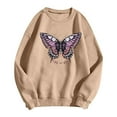 thumbnail image 4 of Tthxqing Womens Graphic Sweatshirts Trendy Butterfly Printed Pullovers Long Sleeve Plus Size Crew Neck Fall Tops X_Khaki S, 4 of 4