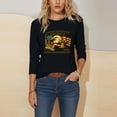 thumbnail image 6 of Women's Floral Printed 3/4 Sleeve T-Shirt Top, Round Neck Casual Pullover Blouse, USA 250th Anniversary Lightweight Soft Summer Fashion Clothing, Plus Size S-4XL, Jersey, 6 of 7