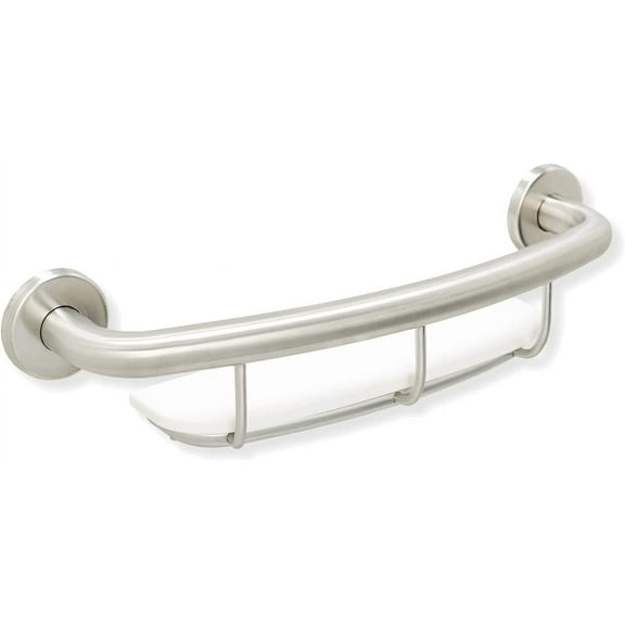 Shower Grab Bar & Shelf - Stand Assist for Adults Seniors Disabled / Bathtub Safety Handrail / 304 Stainless Steel / Brushed Finish / 18" x 5.5"
