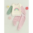 thumbnail image 2 of GXFC Toddler Girls Fall Outfits Clothes 6M 1T 2T 3T Kids Girls Long Sleeve Rainbow Sweatshirt and Elastic Waistband Sweatpants 2 Piece Casual Autumn Clothing for Children Girls, 2 of 9