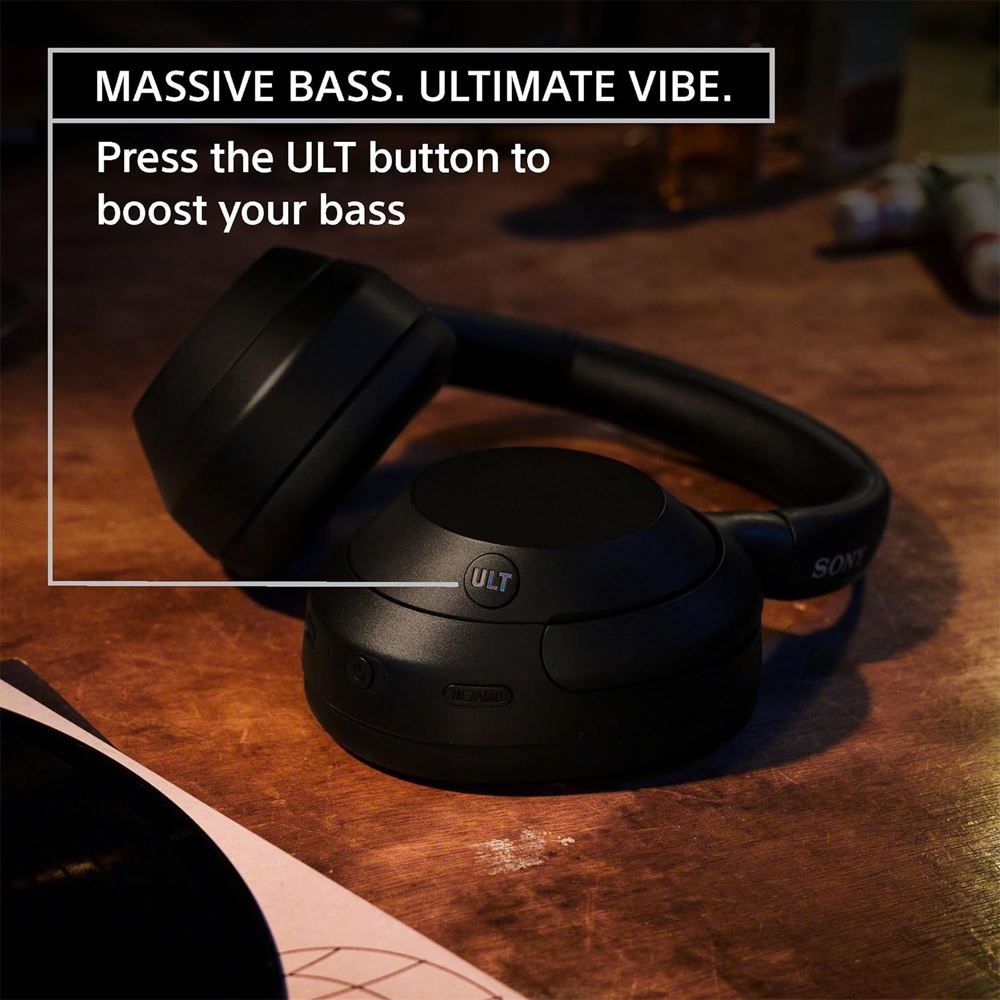 Sony WHULT900N/B ULT WEAR Wireless Noise Canceling Headphones, Black Bundle with Deco Gear Pro Audio Headphone Stand + Microfiber Cleaning Cloth