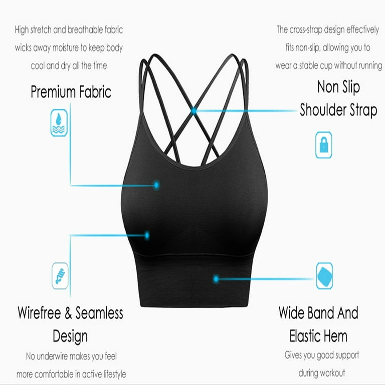 L'ASHER Women Strappy Sports Bra Crisscross Back Light Support Yoga Top  Activewear Fitness Bra Green at  Women's Clothing store