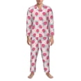 thumbnail image 3 of Honeii Floral Strawberr Pattern Mens Pajamas Set,2pcs Men's Lounge Long Sleeve Sleep Shirt and Pajama Bottoms Sleepwear Set,Mens Pjs Sets-Medium, 3 of 7