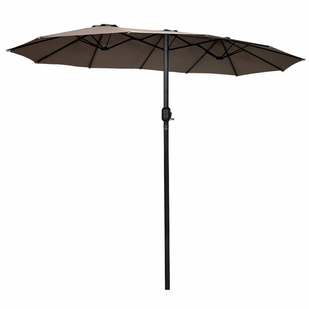 Aimee Lii 15 Feet Double-Sided Outdoor Patio Umbrella with Crank without Base, Outdoor Umbrellas for Patio, Tan