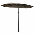 thumbnail image 2 of Spaco 15 Feet Double-Sided Outdoor Patio Umbrella with Crank without Base-Tan, Outdoor Table Umbrella, Yard Umbrella, Market Umbrellas for Outdoor Patio Backyard Garden Lawn Sun Shade, 2 of 9