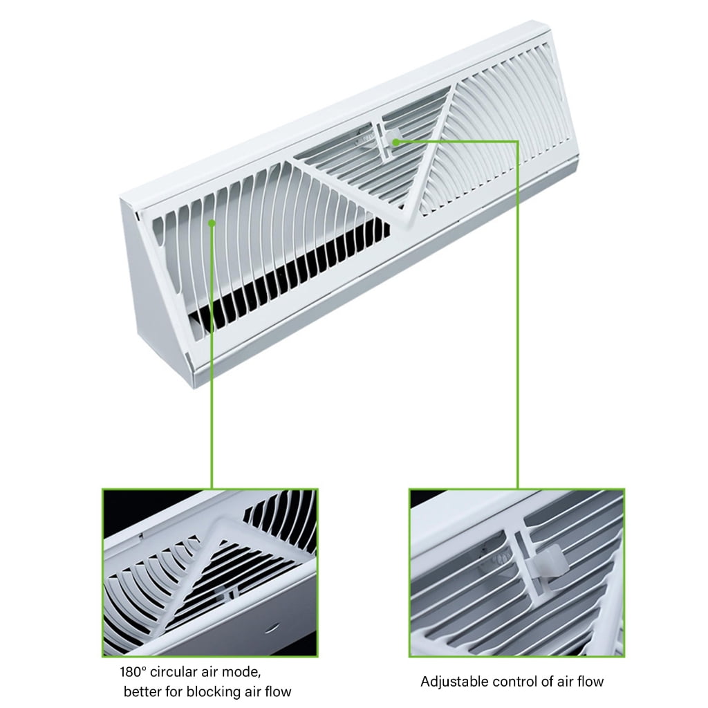 18 Inch Long Steel Floor Wall Corner Vent Cover with Adjustable Airflows Control