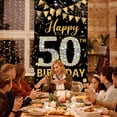 thumbnail image 3 of 50th Birthday Decorations Door Banner, Black Gold Happy 50th Birthday Decorations Women Men, Door Cover Sign Poster Decor, 50 Year Old Birthday Party Photo Props Backdrop, 3 of 5